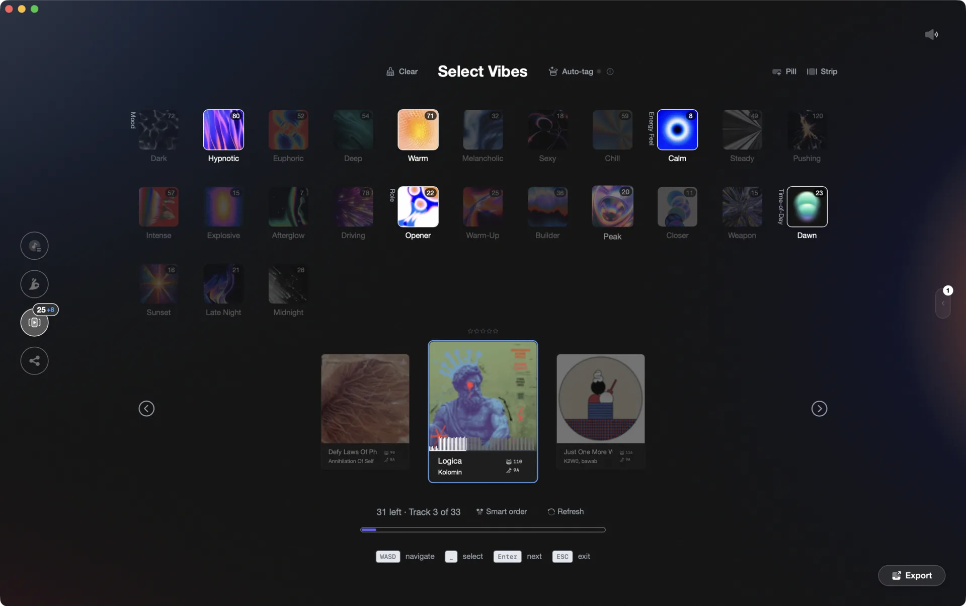 Vibe Sort focusing one track at a time for fast tagging and cleanup decisions